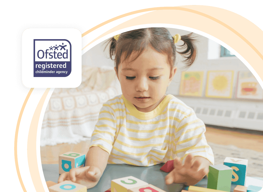 Child playing and Ofsted Registered Logo