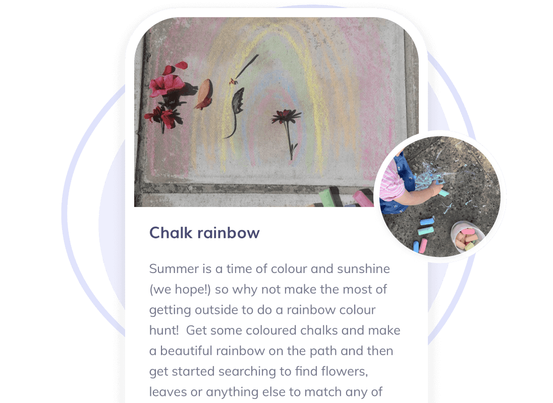 tiny tips showing a chalk rainbow activity