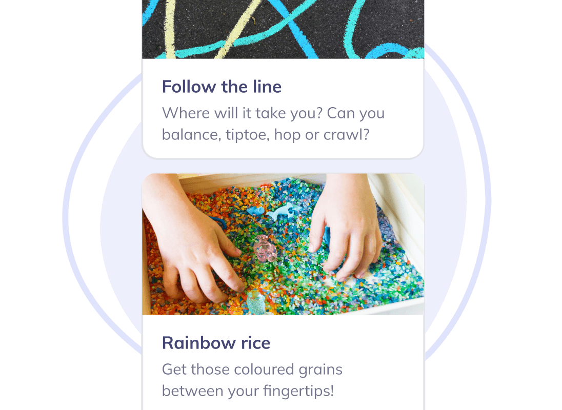 tiny tips showing a rainbow rice activity