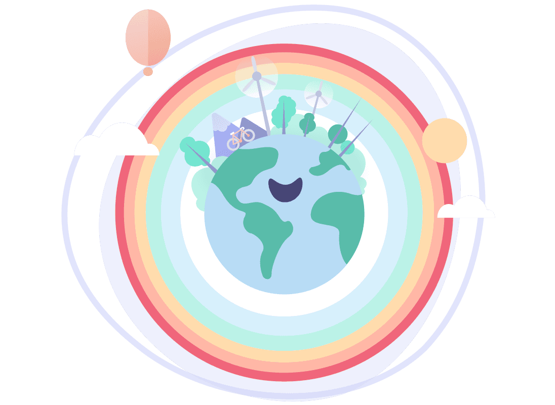 a cartoon drawing of Earth with a smile