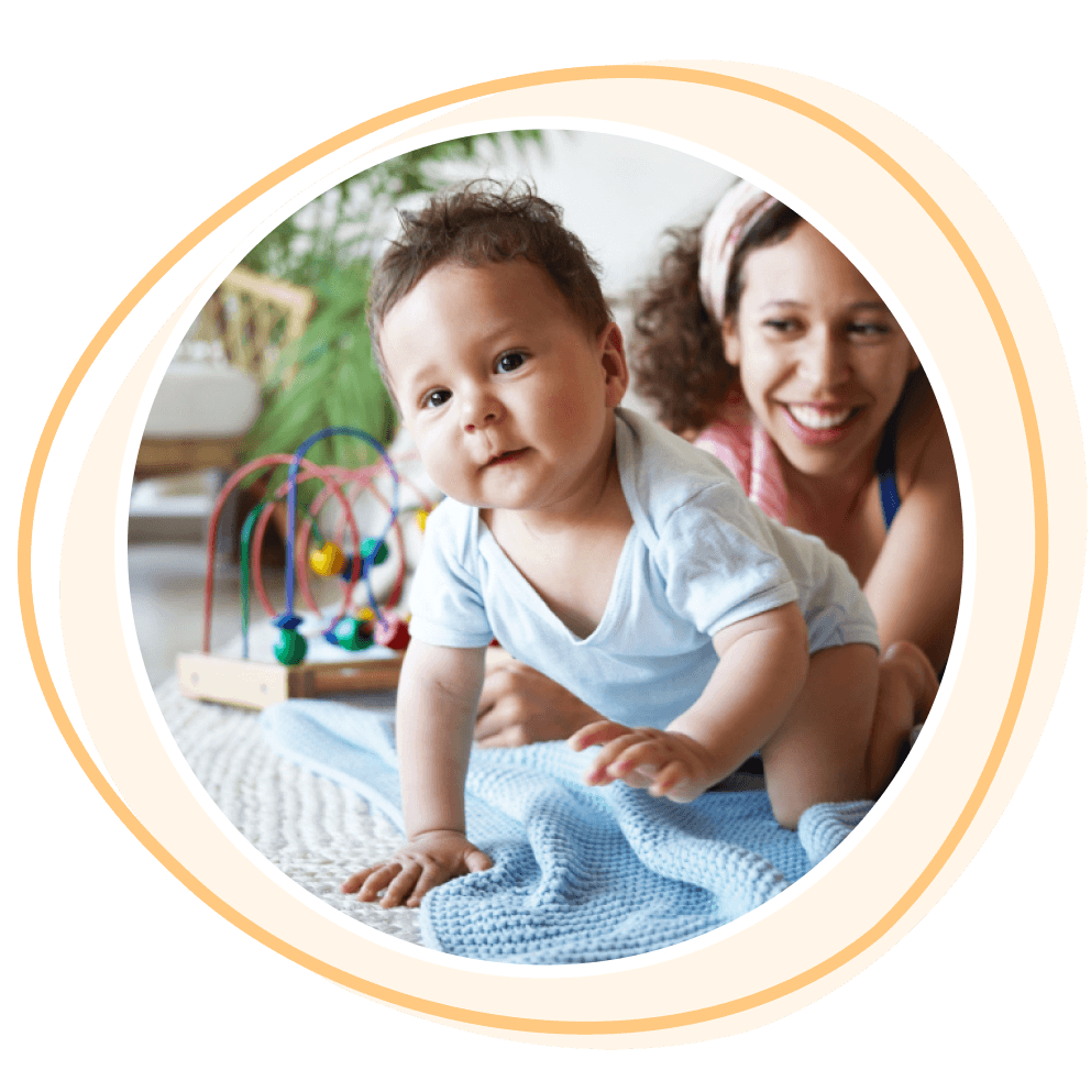 Smiling child crawling